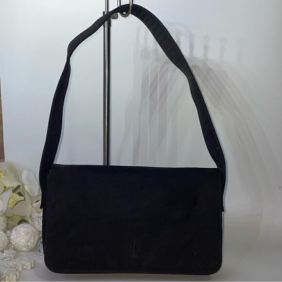 Ralph Lauren Canvas Shoulder Bag Black Medium - Picture 1 of 12